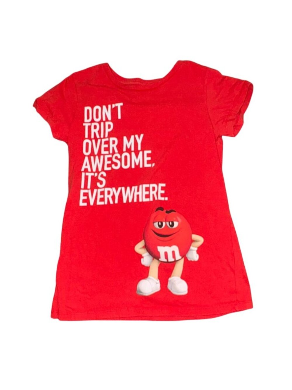 M&M's M&M World Girls Short Sleeve 'Red M&M' T-Shirt-Size 9/10-GUC
